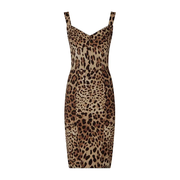 Dolce & Gabbana Leopard-print cady corset-style midi dress