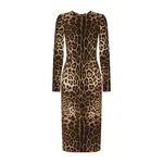 Dolce & Gabbana Leopard-print cady dress with long sleeves