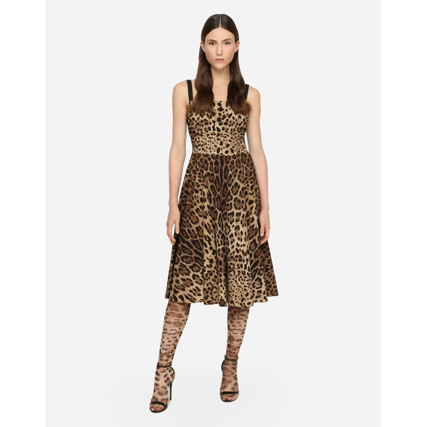 Dolce & Gabbana Leopard-print cady wrap dress, view 2