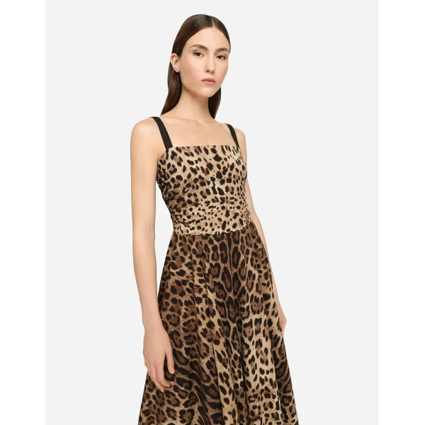 Dolce & Gabbana Leopard-print cady wrap dress, view 4