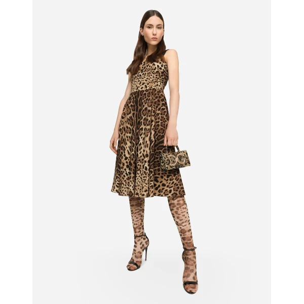 Dolce & Gabbana Leopard-print cady wrap dress, view 5