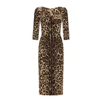 Dolce & Gabbana Leopard-print calf-length cady dress