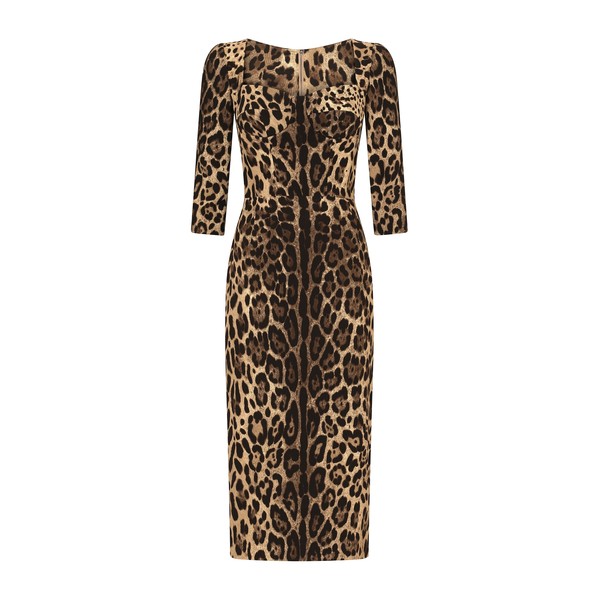 Dolce & Gabbana Leopard-print calf-length cady dress