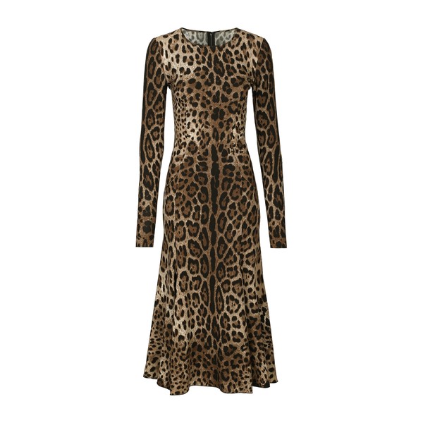 Dolce & Gabbana Leopard-print calf-length cady dress