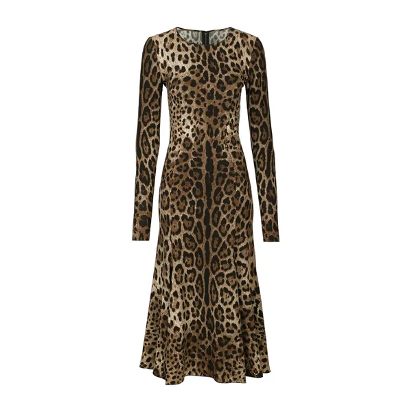 Dolce & Gabbana Leopard-print calf-length cady dress