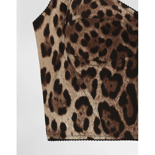 Dolce & Gabbana Leopard-print charmeuse bustier top, view 4