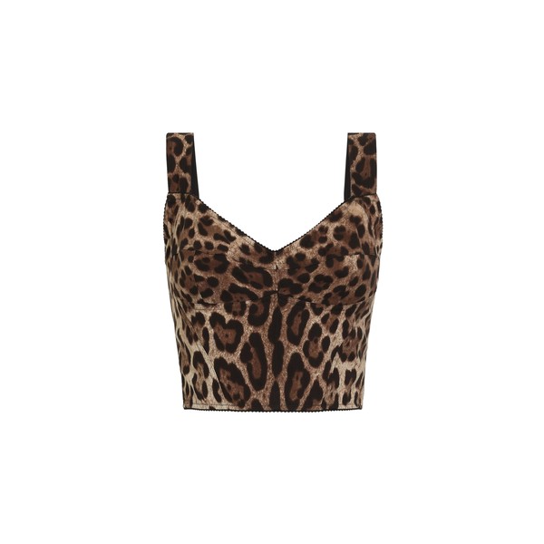 Dolce & Gabbana Leopard-print charmeuse bustier top