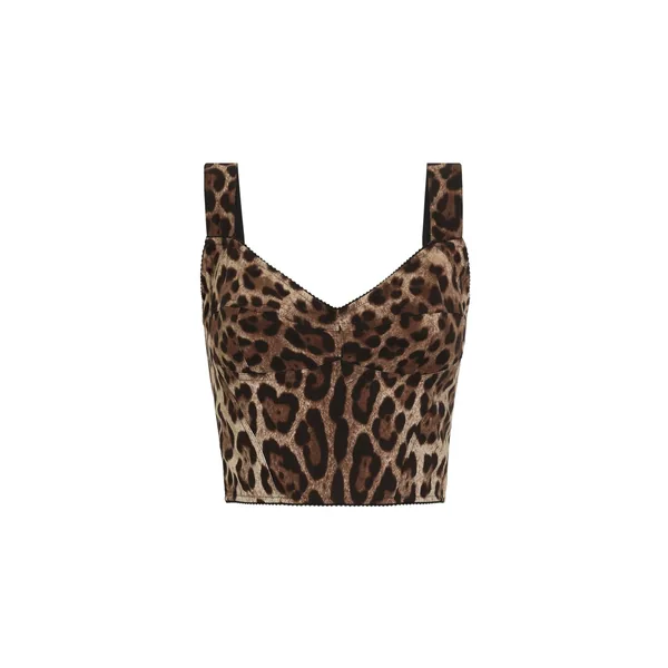 Dolce & Gabbana Leopard-print charmeuse bustier top