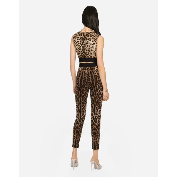 Dolce & Gabbana Leopard-print charmeuse leggings, view 3