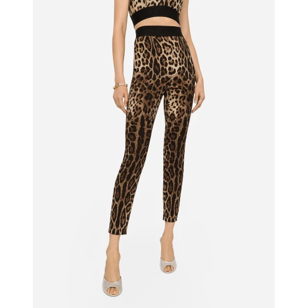 Dolce & Gabbana Leopard-print charmeuse leggings, view 4