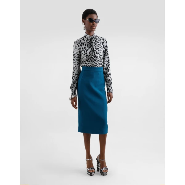 Dolce & Gabbana Leopard-print charmeuse shirt with pussy-bow, view 2