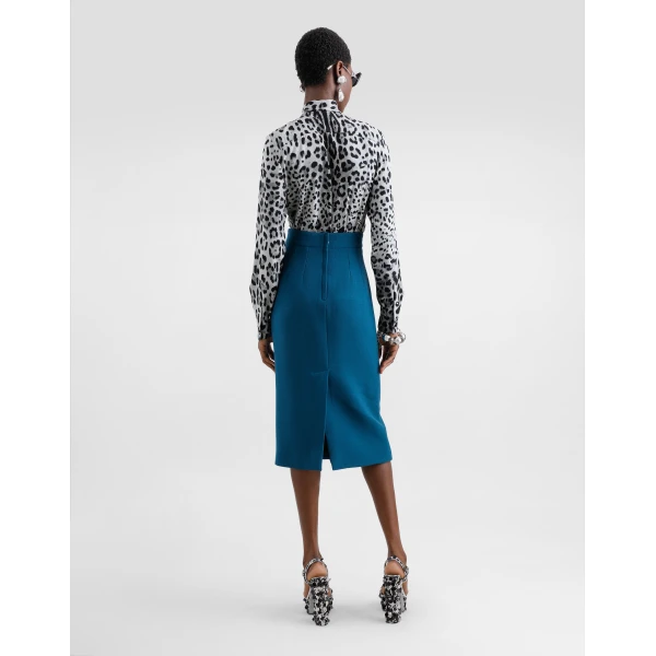 Dolce & Gabbana Leopard-print charmeuse shirt with pussy-bow, view 3