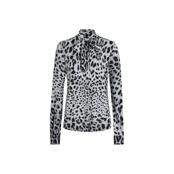 Dolce & Gabbana Leopard-print charmeuse shirt with pussy-bow