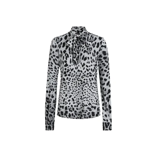 Dolce & Gabbana Leopard-print charmeuse shirt with pussy-bow