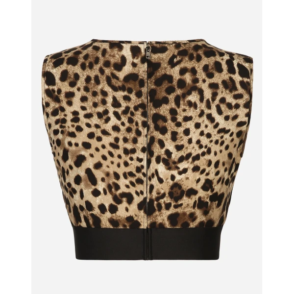 Dolce & Gabbana Leopard-print charmeuse top, view 2