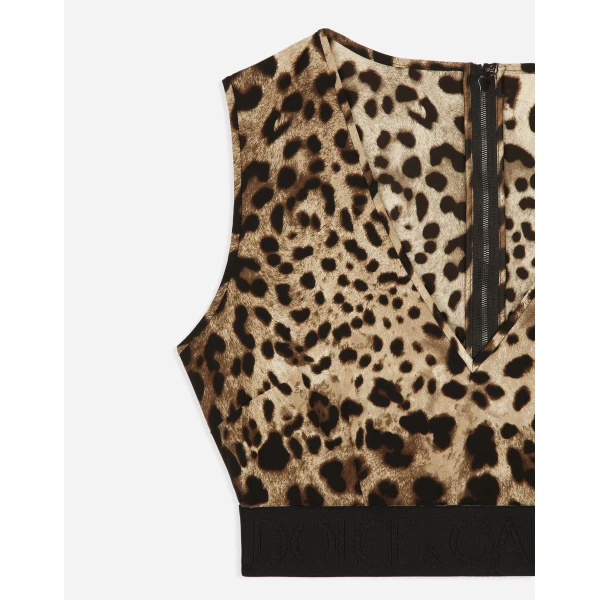 Dolce & Gabbana Leopard-print charmeuse top, view 3