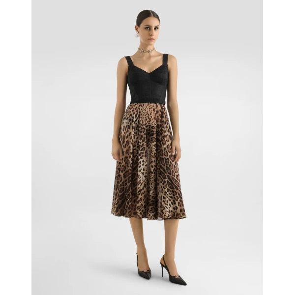 Dolce & Gabbana Leopard-print chiffon circle skirt, view 2