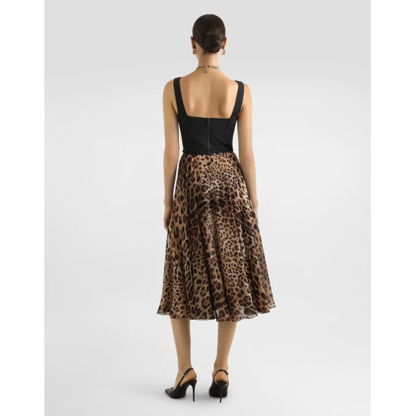 Dolce & Gabbana Leopard-print chiffon circle skirt, view 3