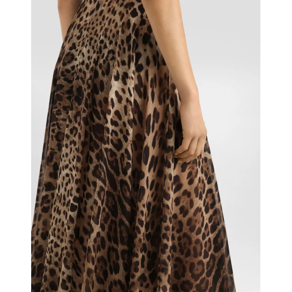 Dolce & Gabbana Leopard-print chiffon circle skirt, view 5