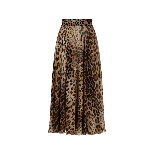 Dolce & Gabbana Leopard-print chiffon circle skirt