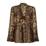 Dolce & Gabbana Leopard-print chiffon pussy-bow shirt