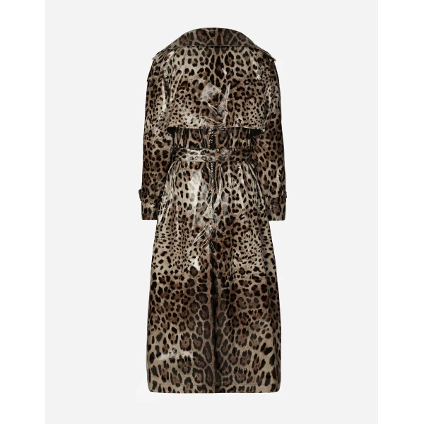 Dolce & Gabbana Leopard-print coated satin trench coat, view 2