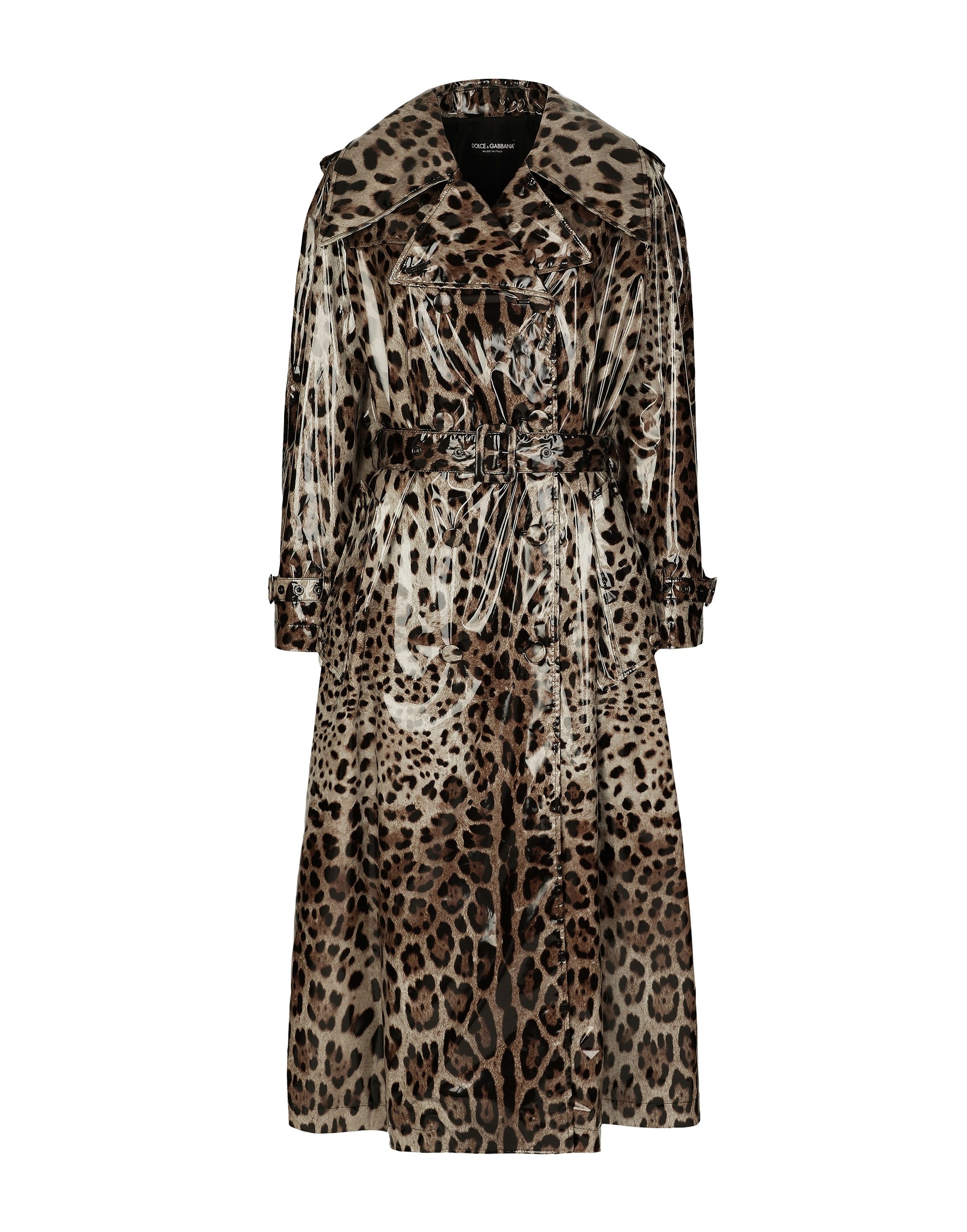 Dolce & Gabbana Leopard-print coated satin trench coat