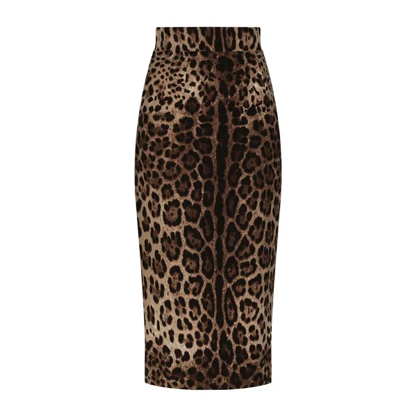 Dolce & Gabbana Leopard-print double crepe calf-length skirt