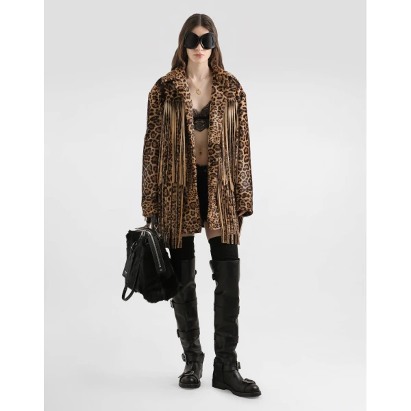 Dolce & Gabbana Leopard-print fringed jacket, view 2
