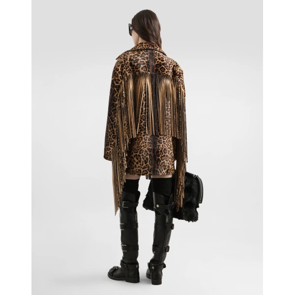 Dolce & Gabbana Leopard-print fringed jacket, view 3