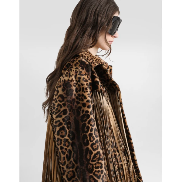 Dolce & Gabbana Leopard-print fringed jacket, view 4