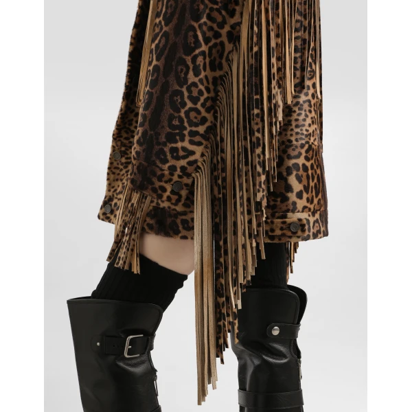 Dolce & Gabbana Leopard-print fringed jacket, view 5