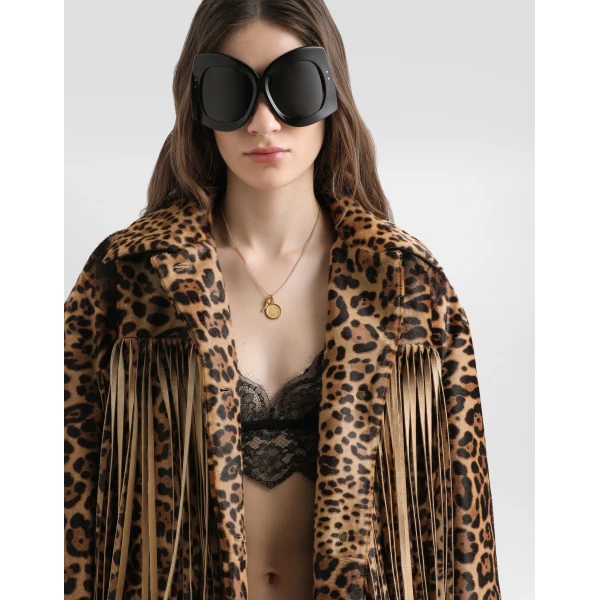 Dolce & Gabbana Leopard-print fringed jacket, view 6