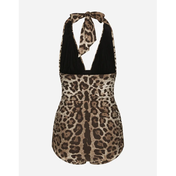Dolce & Gabbana Leopard-print one-piece swimsuit with plunging neckline, view 2