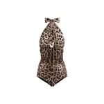 Dolce & Gabbana Leopard-print one-piece swimsuit with plunging neckline