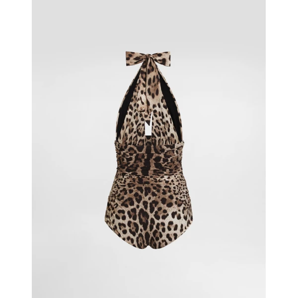 Dolce & Gabbana Leopard-print one-piece swimsuit with plunging neckline, view 3