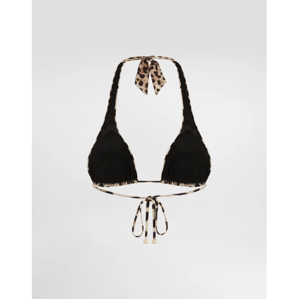 Dolce & Gabbana Leopard-print padded triangle bikini top, view 2