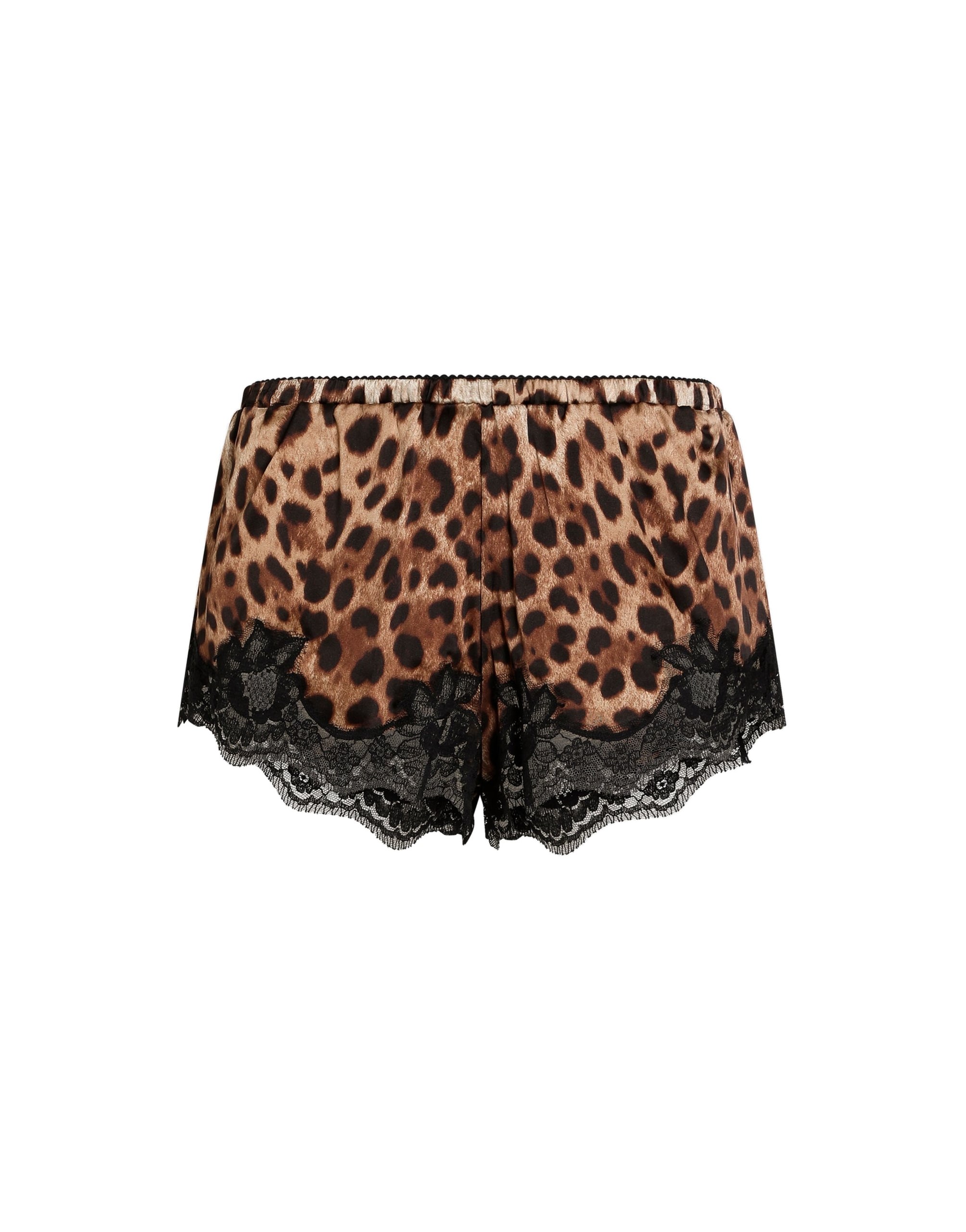 Dolce & Gabbana Leopard-print satin lingerie shorts with lace detailing