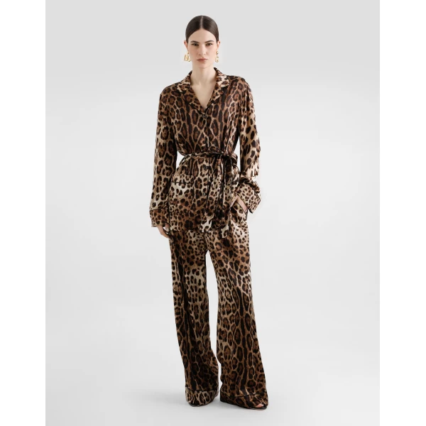 Dolce & Gabbana Leopard-print satin pajama pants, view 2