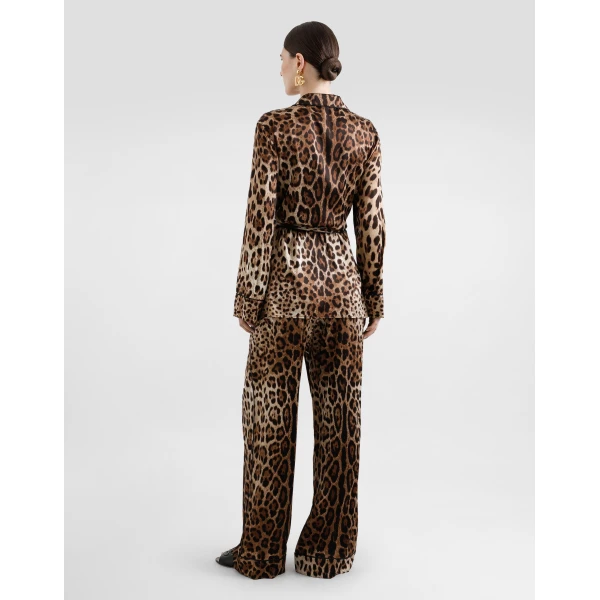 Dolce & Gabbana Leopard-print satin pajama pants, view 3