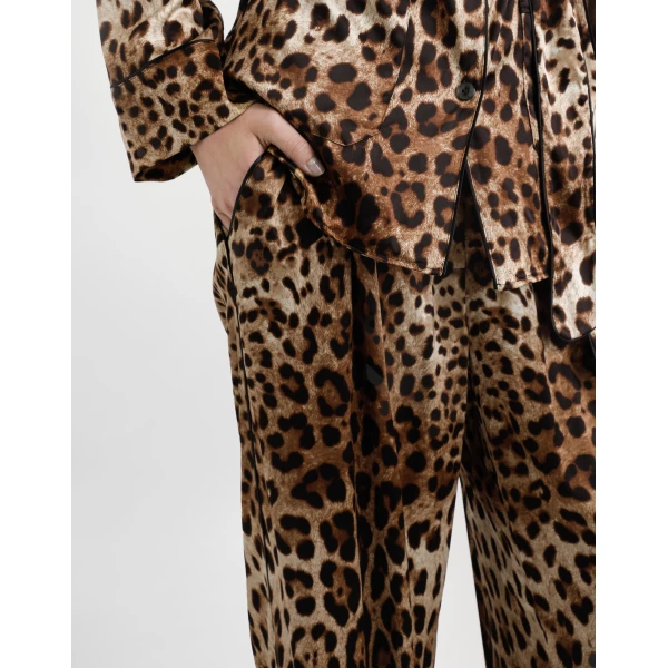Dolce & Gabbana Leopard-print satin pajama pants, view 4