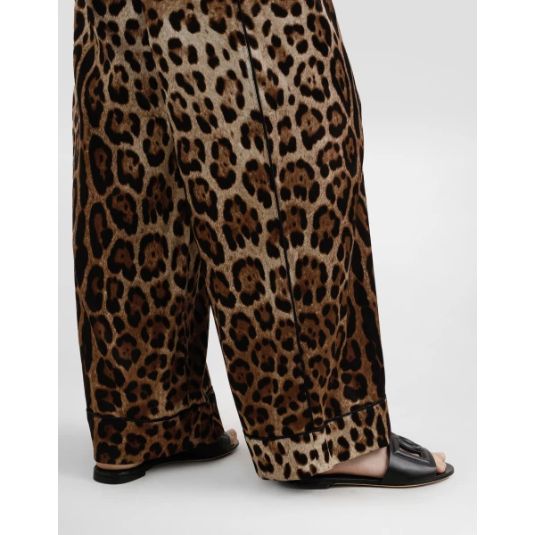Dolce & Gabbana Leopard-print satin pajama pants, view 5