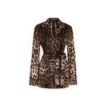 Dolce & Gabbana Leopard-print satin pajama shirt with belt