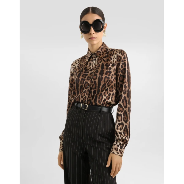Dolce & Gabbana Leopard-print satin shirt, view 4