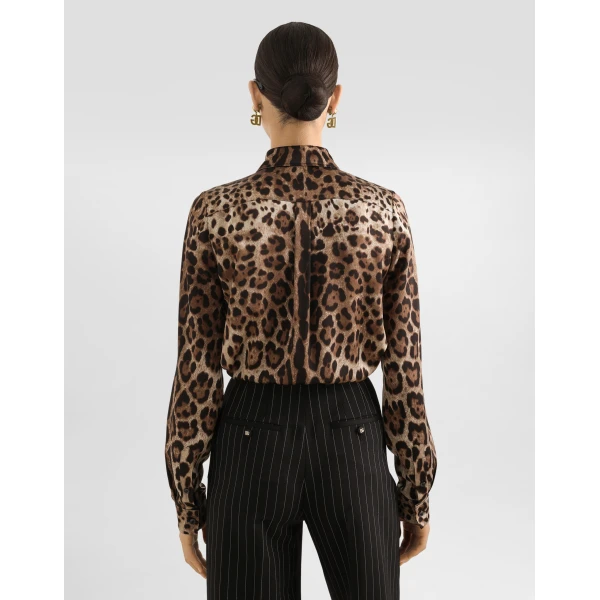 Dolce & Gabbana Leopard-print satin shirt, view 5