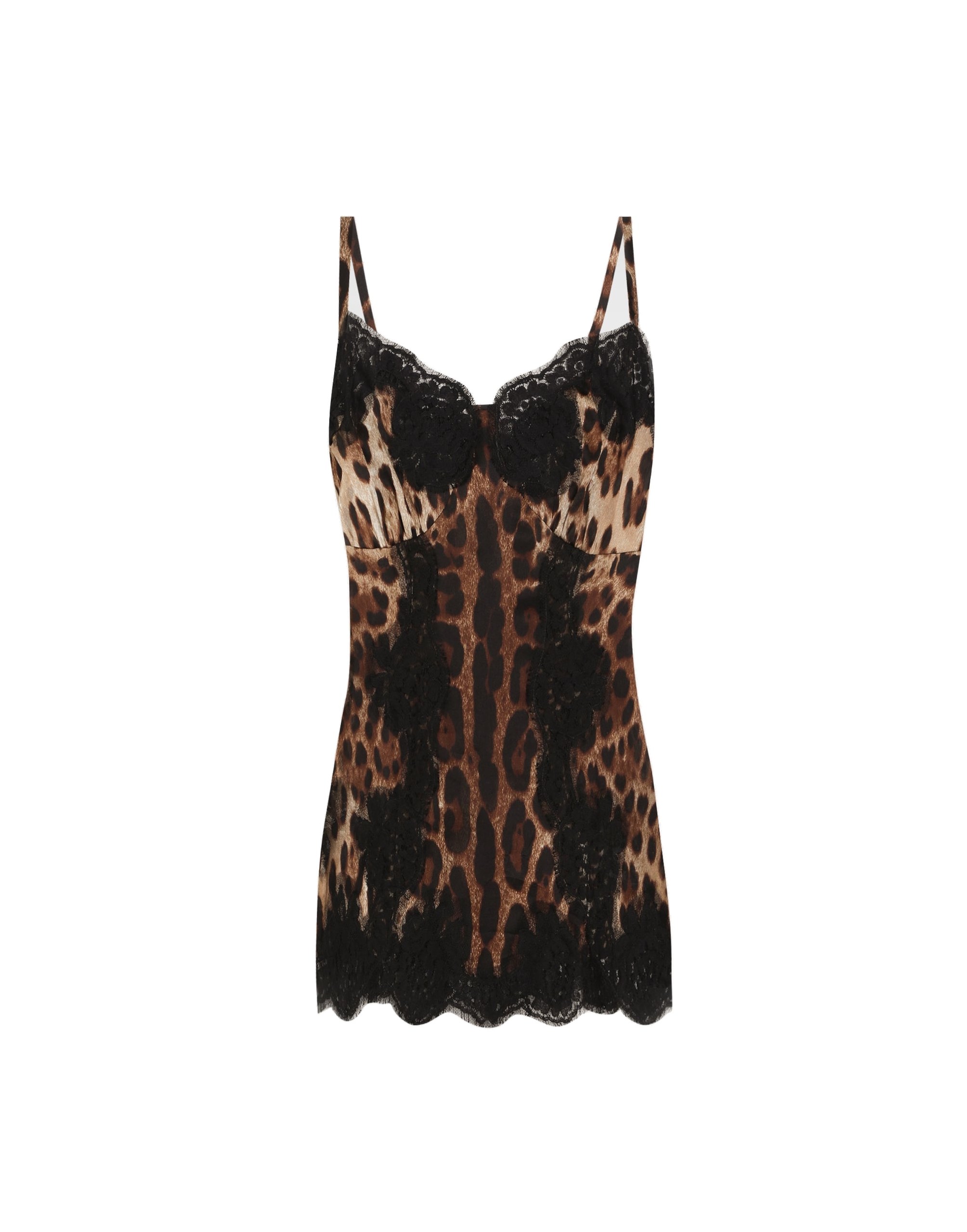 Dolce & Gabbana Leopard-print satin top with lace inlay