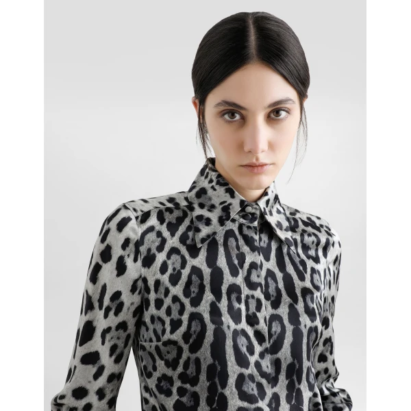 Dolce & Gabbana Leopard-print silk satin shirt, view 5