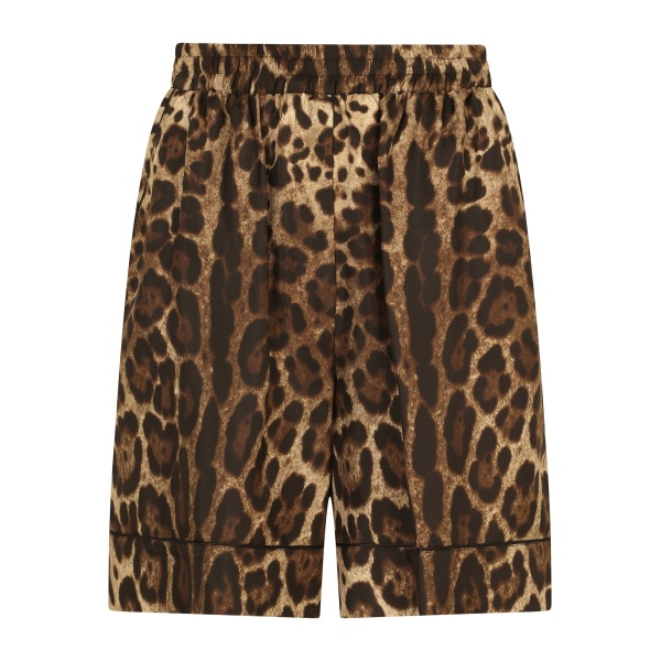 Dolce & Gabbana Leopard-print twill shorts with piping