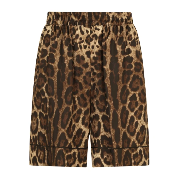 Dolce & Gabbana Leopard-print twill shorts with piping