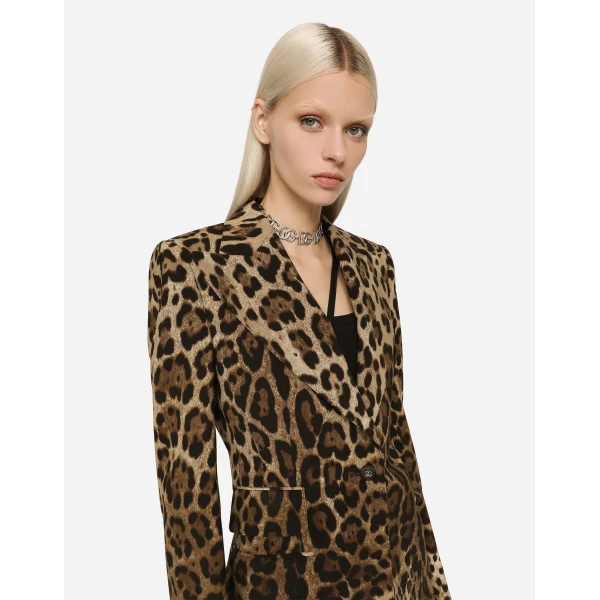 Dolce & Gabbana Leopard-print wool Turlington jacket, view 4